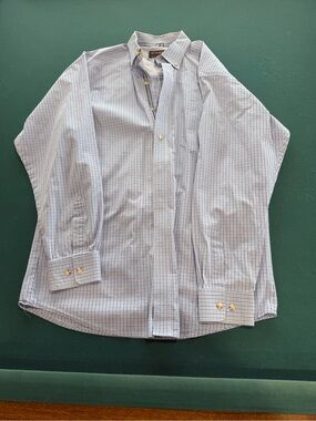 Ariat Men's Light Blue and White Micro-Check Dress Shirt